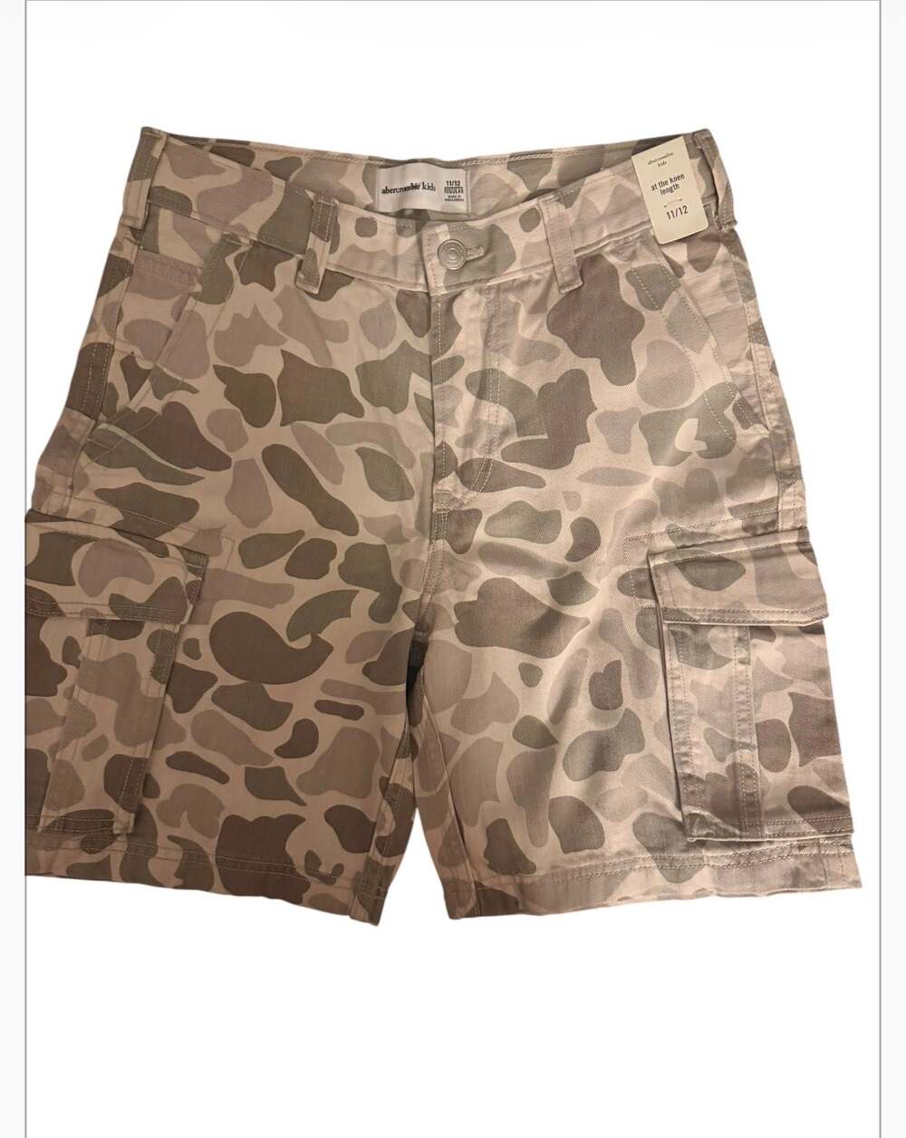 abercrombie kids boys at the knee length camo cargo shorts 11/12